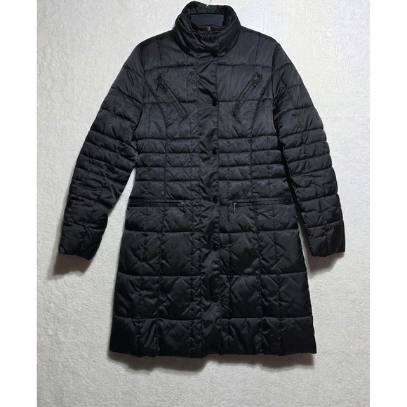 Apt. 9 Jackets & Blazers - Apt 9 Women's Black Quilted Puffer Coat Longline Snap Button Mock Neck Jacket M